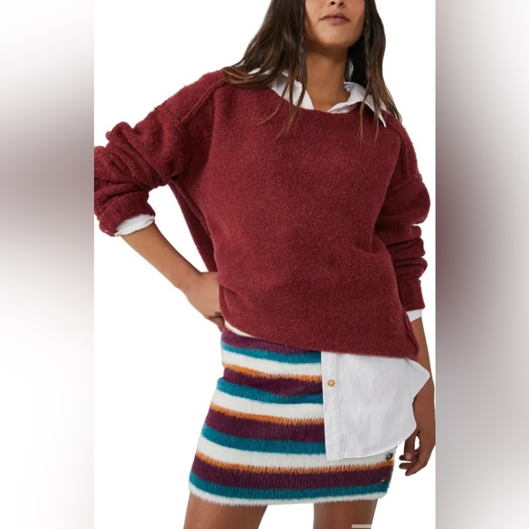 NWT Free People Ciara Sweater Miniskirt in Color: Fig Jam Combo - Picture 3 of 4